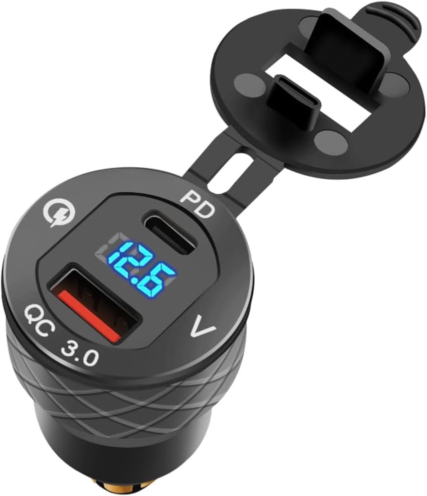 Motorcycle Power Adapter USB C 30W PD3.0 Review: DIN Plug with Voltmeter