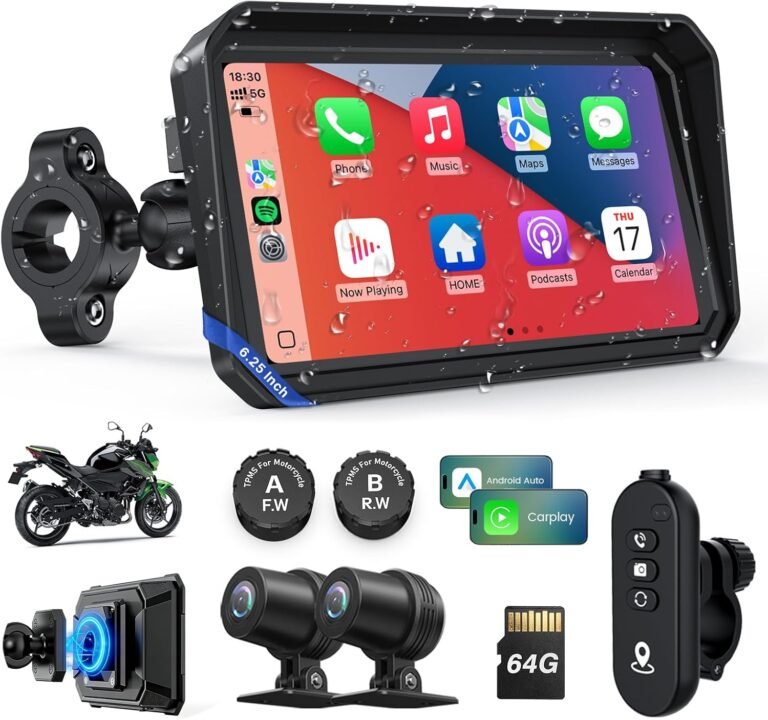 Motorcycle CarPlay Screen with Android Auto Review: 6.25″ IP68 GPS & Dual 2K Cams