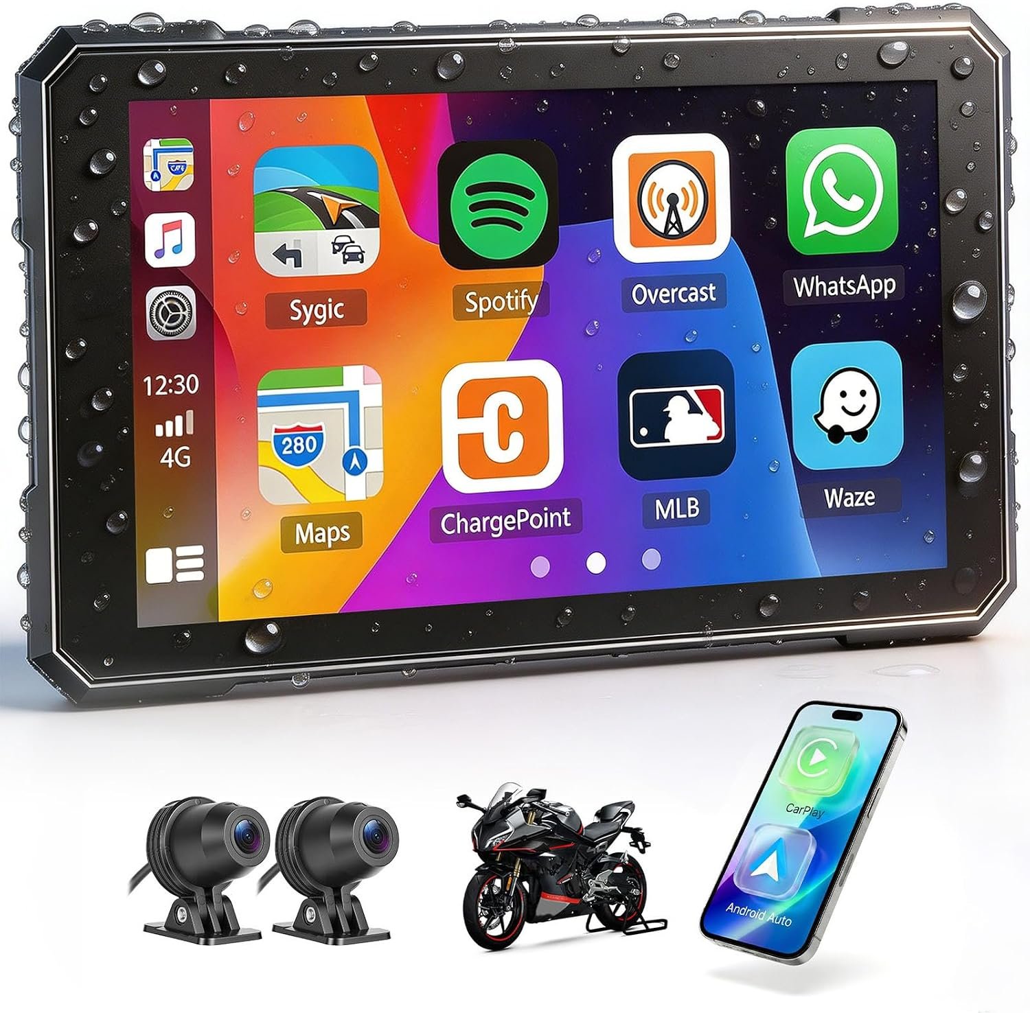 5-inch Motorcycle CarPlay Dual Dash Cam Review — Wireless CarPlay, Dual Cameras, IP67