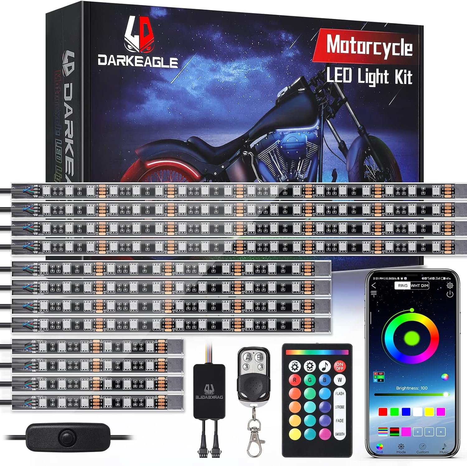 LD DARKEAGLE 12PCS Motorcycle RGB LED Light Kit Review
